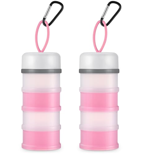 Baderke 2 Pcs Protein Powder Travel Container with Funnels Stand, Pink, White - color: Pink, White