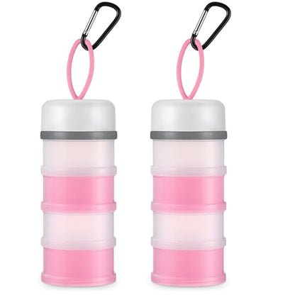 Baderke 2 Pcs Protein Powder Travel Container with Funnels Stand, Pink, White - color: Pink, White