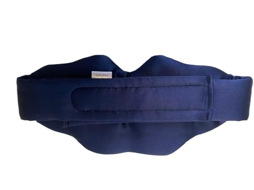 Mulberry Silk Sleep Mask, Padded Silk Eye Mask for Luxury Sleep in Total Darkness (Navy Blue) - color: Navy Blue