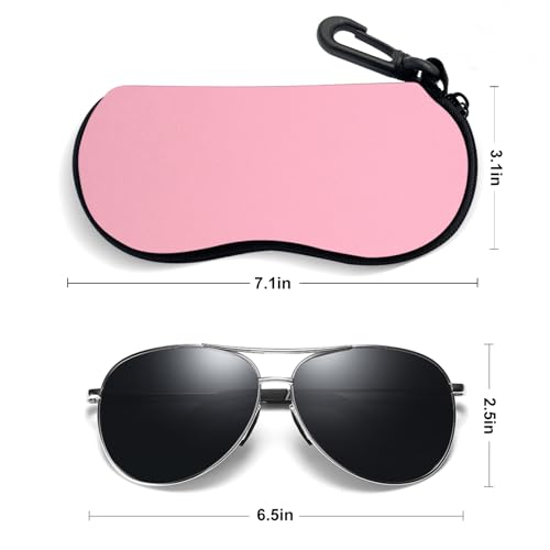 Sunglasses Soft Case, Ultra Light Portable Neoprene Zipper Glasses Case for Men Women - color: Pink