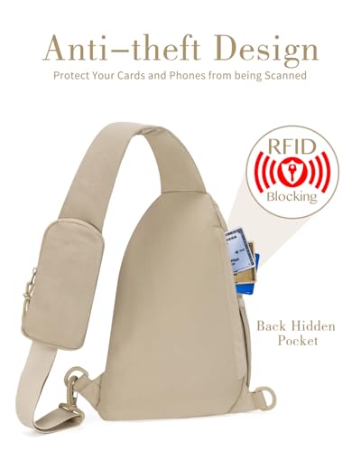 Sling Bag Crossbody Bags for Women with Anti-theft RFID Blocking Pocket - color: Large Khaki, size: Large