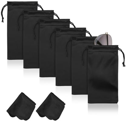 Hoiny 6 Pcs Premium Microfiber Sunglasses Pouch Bag, Glasses Case Soft - color: Black
