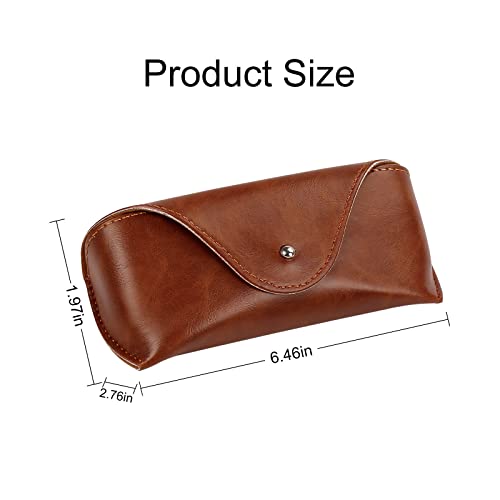 LogHog Portable Leather Glasses Case,Flexible Sunglasses Pouch Slim Case for Women Men Horizontal Eyeglass Case - color: Brown