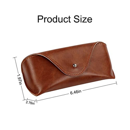 LogHog Portable Leather Glasses Case,Flexible Sunglasses Pouch Slim Case for Women Men Horizontal Eyeglass Case - color: Brown