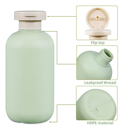 10oz Squeeze Bottles with Flip Cap, Refillable Plastic Travel Bottles for Creams, Lotion, Shampoo, Conditioner (2 Pcs) - color: Green, size: 300ml/10 oz