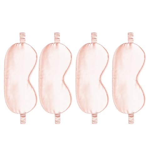 4PACK Sleep Masks Satin Eye Mask Silk Eyes Cover Silky Blindfold Blackout Eyeshade Soft Eyeshades Sleeping Covers Travel Nap - color: Blush