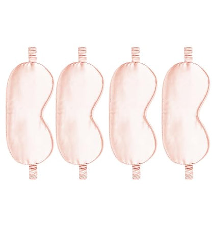 4PACK Sleep Masks Satin Eye Mask Silk Eyes Cover Silky Blindfold Blackout Eyeshade Soft Eyeshades Sleeping Covers Travel Nap - color: Blush