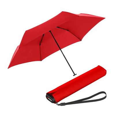 Knirps US.050 Ultra Light Pocket Size Manual Rain Umbrella with Carrying Case - color: Red