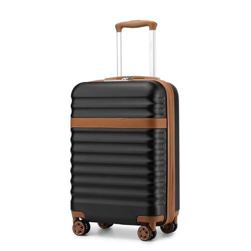Kono Carry On Luggage 22x14x9 Expandable 20Inch Hardshell TSA Lock Black - color: Black/Brown, size: Carry-on 20-inch