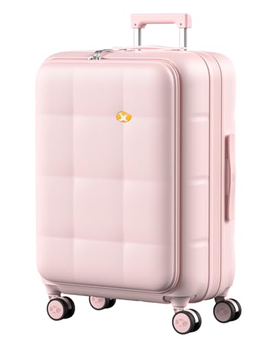 MGB Large Checked Luggage, 26 Inch PC Hardside Scratch Resistant Suitcase with Spinner Wheels, Top Opening Expandable Hardshell Suitcase with TSA Lock for Travel & Business - color: Peach Pink, size: 26 Inch - Checked