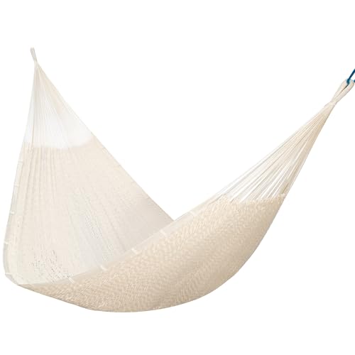 PNAEUT Handwoven Rope Mayan Hammock for Outside, 600 lbs Capacity - color: Nature, size: X-Large