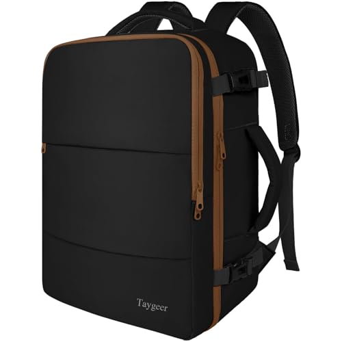 Taygeer Carry On Backpack for Men Women, Laptop Bag 17.3" Flight Approved - color: Blackkhaki, size: X-Large