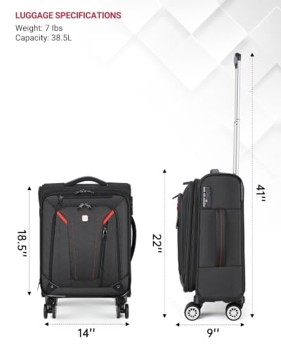 star cloud Carry On Luggage 22x14x9 Airline Approved, 22 Inch Rigid Frame Suitcases with Detachable Spinner Wheels, Softside Carry On Suitcase with USB & Type-C Ports,TSA Lock,Large Travel Luggage