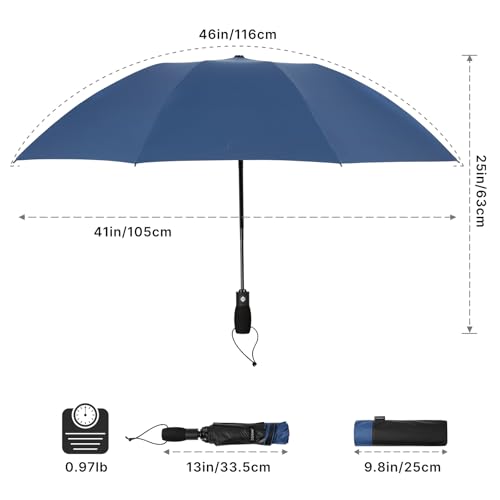 G4Free 46 Inch Inverted Umbrella Windproof Travel Umbrella for Rain & Sun - color: Blue
