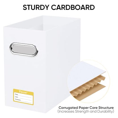 BALEINE 8PK File Organizer Box, Cardboard File Folder Organizer with Handle - color: White, style: 8PK (Slim)