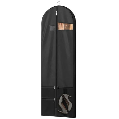 Lazebox 65" Travel Garment Bag with Accessories Zipper Pocket, Heavy Duty Suit Bag for Suits, Tuxedos, Dresses, Coats, Black, 1 pack - size: 65inch-1 pack-Black