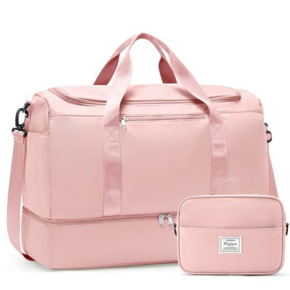 Travel Duffle Bag with Shoe Compartment, XL Weekender Bags for Women - color: B-Pink, size: Extra Large
