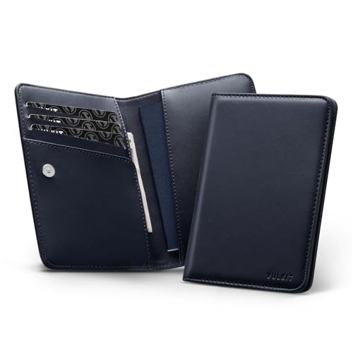 VULKIT Passport Holder For Travel With Magnetic Closure RFID Blocking Travel Wallet Passport Book Cover Boarding Pass Holder Travel Essentials - color: Nappa Navy