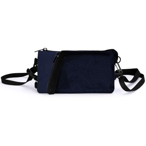 Small Crossbody Bag for Men, Horizontal Cell Phone Pouch Fits up to 6.5", Slim Sling Bag, 5 Pockets, Arm Strap - color: Greener