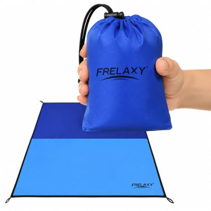 Frelaxy Pocket Picnic Blanket, Waterproof Blanket for Beach Festival - color: Navy & Blue, size: 57'' x 71''
