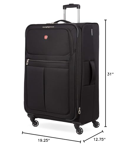 SwissGear 4010 Softside Luggage with Spinner Wheels, Black, Checked-Large 27-Inch - size: Checked-Large 27-Inch