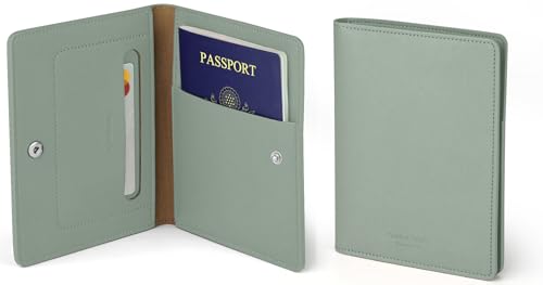 carrotez Premium RFID Blocking Leather Passport Cover – Mint Grey - color: Mint Grey