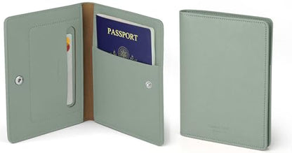 carrotez Premium RFID Blocking Leather Passport Cover – Mint Grey - color: Mint Grey