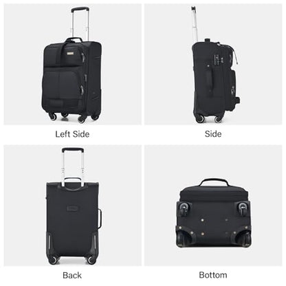 Hanke 24 Inch Softside Expandable Checked Luggage with 4 Spinner Wheels - color: Black, size: 24 Inch