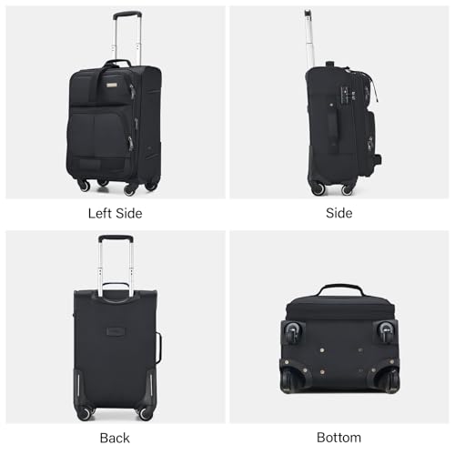 Hanke 28 Inch Softside Expandable Checked Luggage with 4 Spinner Wheels - color: Black, size: 28 Inch