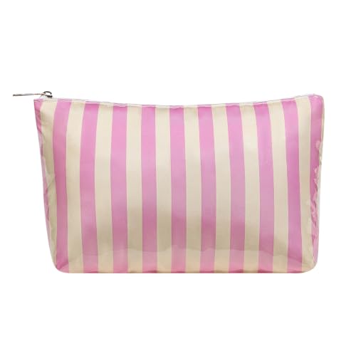 Large PVC Waterproof Striped Makeup Bag(13Pink Beige) - color: 13Beige Pink