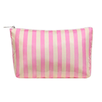 Large PVC Waterproof Striped Makeup Bag(13Pink Beige) - color: 13Beige Pink