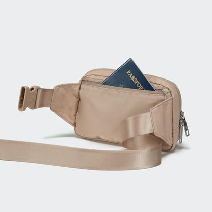 Pander Belt Bag Large 2L, Nylon Fanny Pack Purse for Women and Men with Adjustable Strap - color: Raw Linen