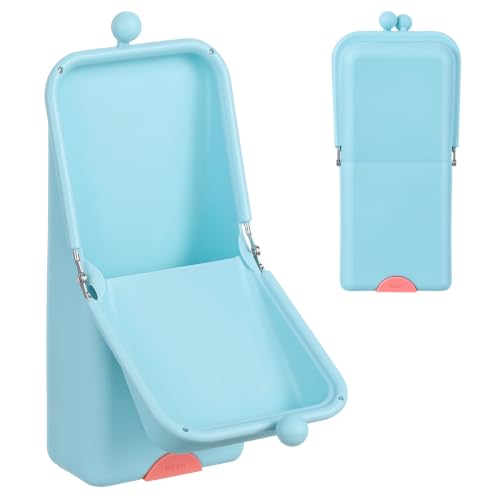 Kacctyen Makeup Brush Case Silicone Standing Makeup Brush Holder,Blue | Silicone Make up Travel Bag with Suction Portable Cosmetic Organizer Phone Stand Pouch for Travel Home Back to School Use - color: Blue