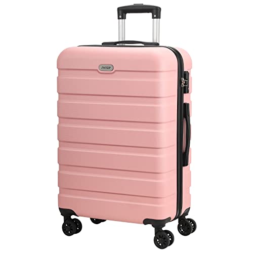 AnyZip Luggage PC ABS Hardside Lightweight Suitcase with 4 Universal Wheels TSA Lock Checked-Medium 24 Inch Pink - color: Pink, size: 24" Checked-Medium