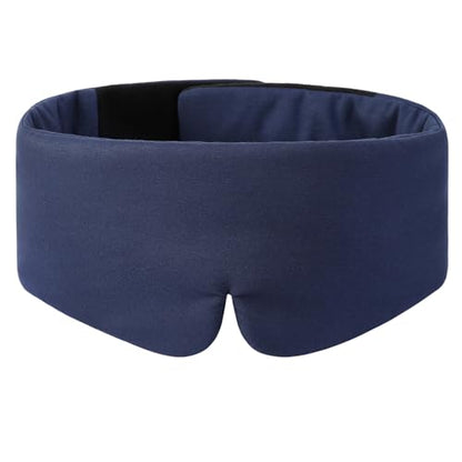 ALASKA BEAR Wraparound Style Organic Cotton Eye Mask with Padded Nose, Big Wide Headband and Large Coverage Ear Muff Sleeping Mask with Bottom Flap for Full Blackout, Dark Blue - color: Dark Blue