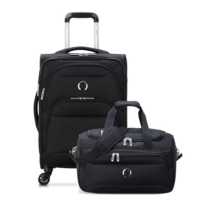 DELSEY PARIS Sky Max 2.0 Softside Expandable Luggage with Spinner Wheels, Black, 2-Piece Set (21/Duffle) - color: Black, size: 2-Piece Set (21/Duffle)