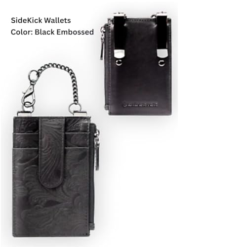 RFID Blocking Boot Wallet with Security Chain & Zipper Lock – Genuine Leather Wallets for Men, Travel Wallets Women, Minimalist Leather Card Holder - color: Black Embossed