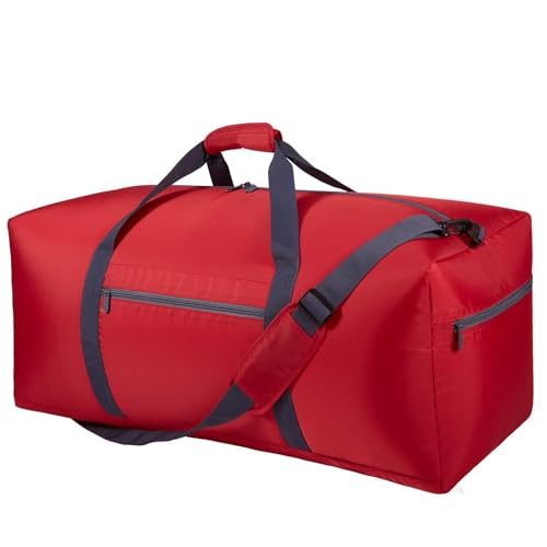 iFARADAY Foldable Duffel Bag Lightweight, 30 inch / 75L, Red - color: Red-75L(with shoulder strap)