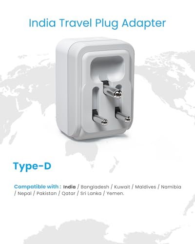 VINTAR US to India Plug Adapter, Foldable India Power Adapter, 2 Pack - style: Type D - India Maldives