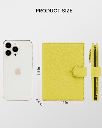 Karmiir RFID Passport Holder Travel Wallet for Women, Leather Passport Cover Wallet with Card Holders SIM Slots,Zippered Coins Pocket and Cash Slot Slim Compact Travel Wallet (Lemon Yellow) - color: Lemon Yellow