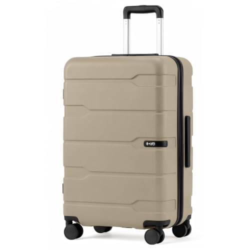 Coolife Medium Checked Luggage Hardside Suitcase with Spinner Wheels, 24in - color: Dusk Elephant Grey2.0, size: Medium Checked(24in)