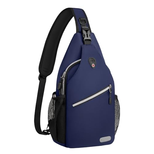 MOSISO Small Sling Bag for Men, Crossbody Shoulder Chest Daypack Bag | Sling Backpack for Casual Travel Hiking - color: Navy Blue