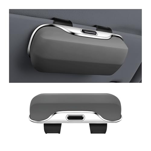 Zipelo 7.09 x 2.56 Inch Car Sun Visor Sunglasses Case, Gray - color: Gray