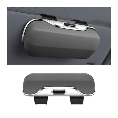 Zipelo 7.09 x 2.56 Inch Car Sun Visor Sunglasses Case, Gray - color: Gray