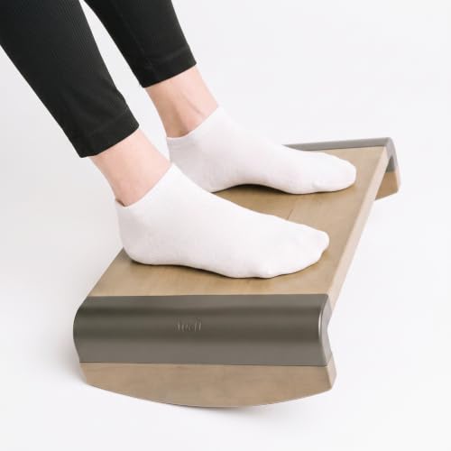 Tiel Ergonomic Wooden Foot Rest for Under Desk – Angled Leg Elevation Stool for Posture & Back Support on Hardwood & Carpet