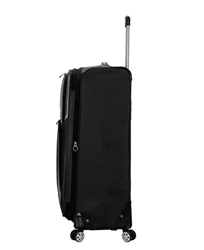Rockland Impact Softside 4 Piece Spinner Wheel Luggage Set, (18"/22"/26"/30"), Black - color: Black