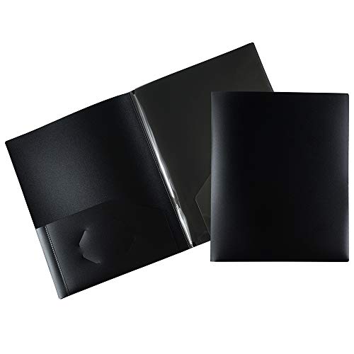 JAM PAPER Heavy Duty Plastic Multi Pocket Folders - 4 Pocket Organizer - Black - 2/Pack - color: Black, size: 4 Pocket (Pack of 2)