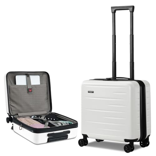 CENSIEN Expandable 16 Inch Carry On Luggage Airline Approved Small Suitcase - color: White, size: 16 Inch EXT