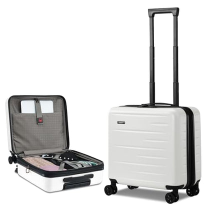 CENSIEN Expandable 16 Inch Carry On Luggage Airline Approved Small Suitcase - color: White, size: 16 Inch EXT