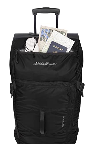 Eddie Bauer Traverse Luggage | Roller Wheels | Telescoping Handle | Travel | Vacation | Ripstop Nylon - Black, 31" - color: Black, size: 31"